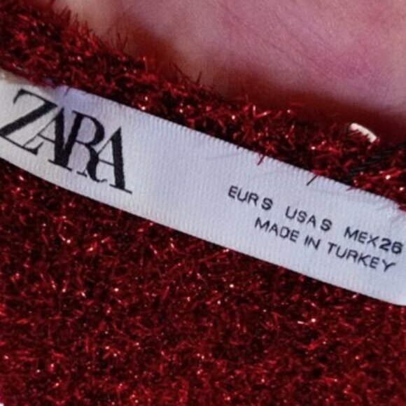 ZARA Red Glittery Sparkly Sweater Top Size Small (Fits Larger) NEW NWOT - Picture 4 of 4